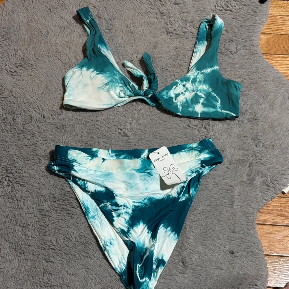 Dippin' Daisy's Teal and White Tie-Dye Bikini